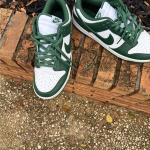 Nike Forest Green and White Athletic Shoes